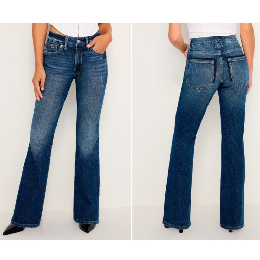 Good American Women's Jeans Good Petite Mid Rise Bootcut Jeans size 0/25p